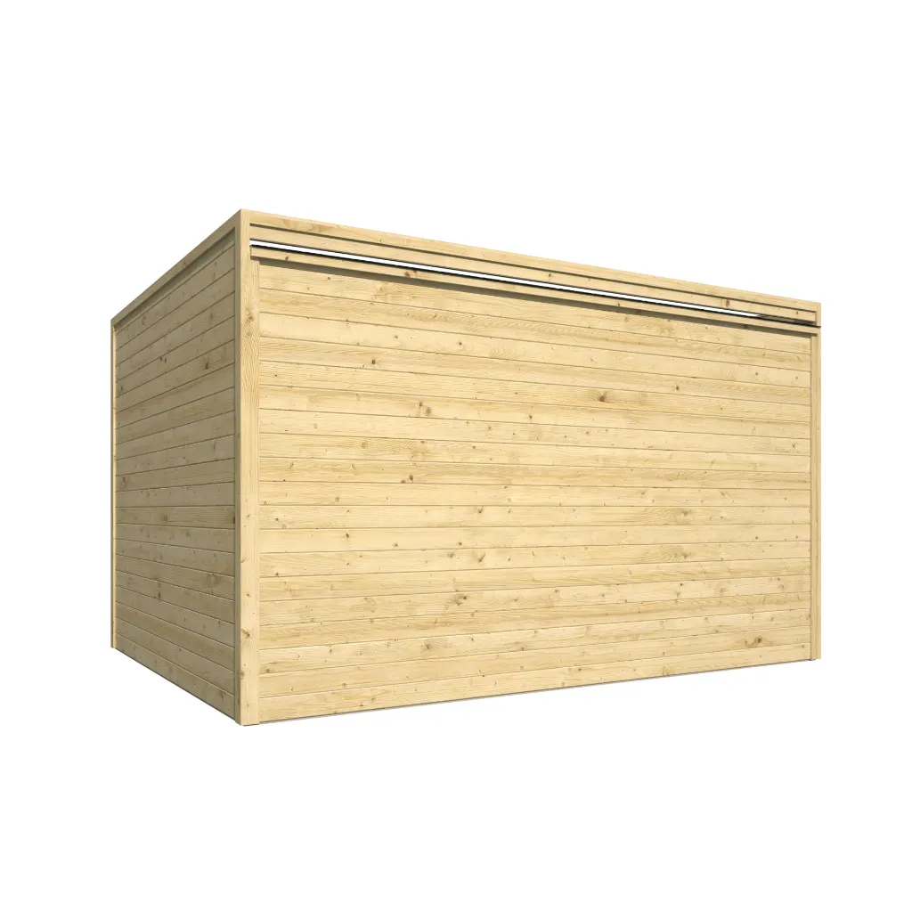 Achterkant tuinhuis Rico De Vier Keien.webp