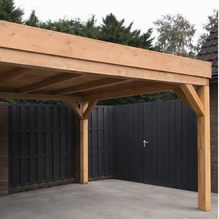 Kant plank in de tuin de vier keien vierkant.webp