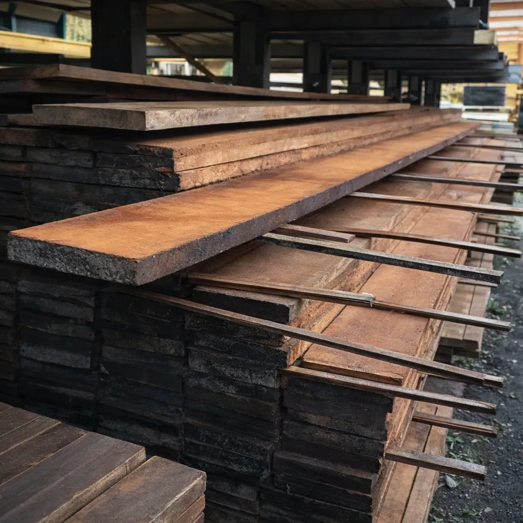 Hardhout planken voorraad bij de Vier Keien.webp