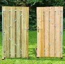Tuindeur Douglas (90 cm, 180 cm, Verzinkt wit frame, Zonder slot, Linksdraaiend) de vier keien vierkante afbeelding.webp