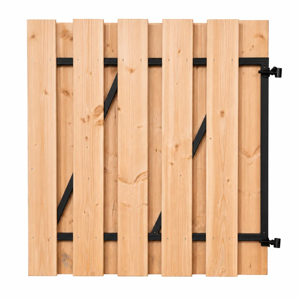 Douglas deur zwart frame tuinpoort laag de vier keien.webp