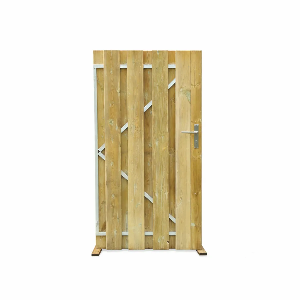 Tuindeur Grenen (90 cm, 180 cm, Verzinkt frame, Zonder slot, Linksdraaiend)