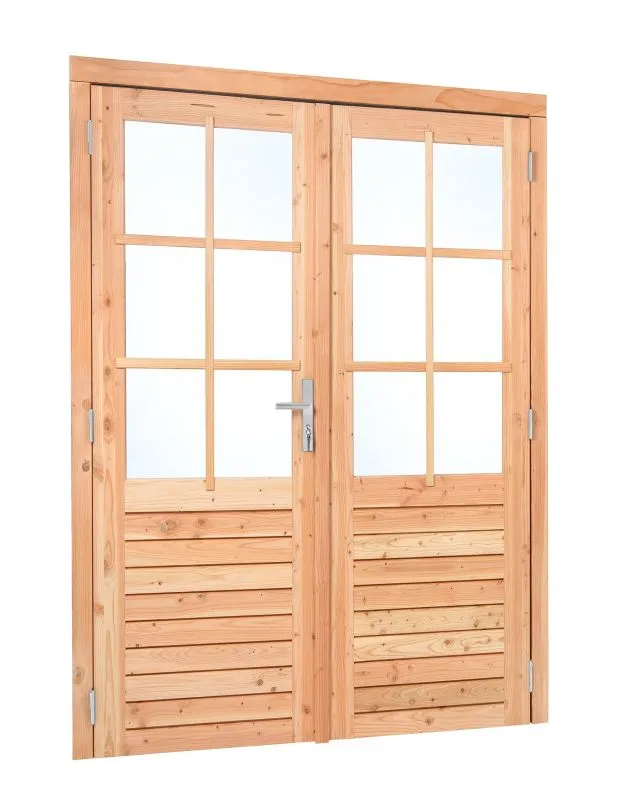 Douglas dubbele glas deur 6-ruits B1850xH2050mm buitenmaat, linksdraaiend (rvs beslagset)Dubbele deur