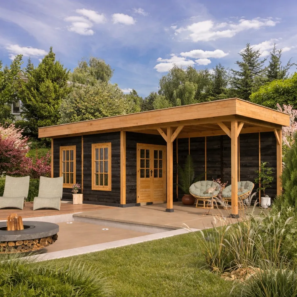 [P066466] Tuinhuis Oslo L type 11 Douglas (Zwart gedompeld)