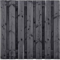Tuinscherm Wolfsburg zwart gedompeld 13+2 (plank 2x20) (180x180 cm )