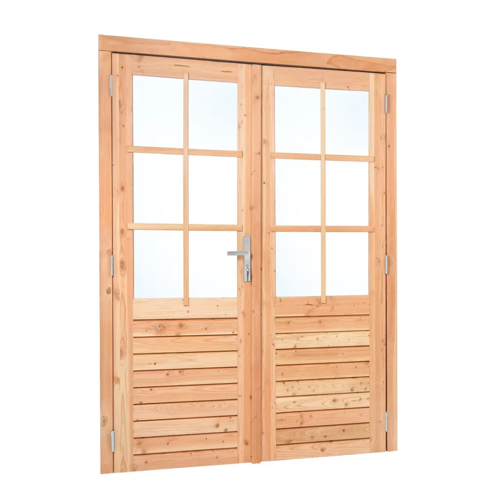 [K226280] Douglas dubbele glasdeur 6-ruits – 185 × 205 cm (RVS)