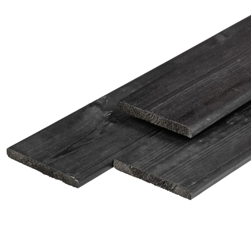 Plank 1,6x14 cm zwart gespoten (180 cm)