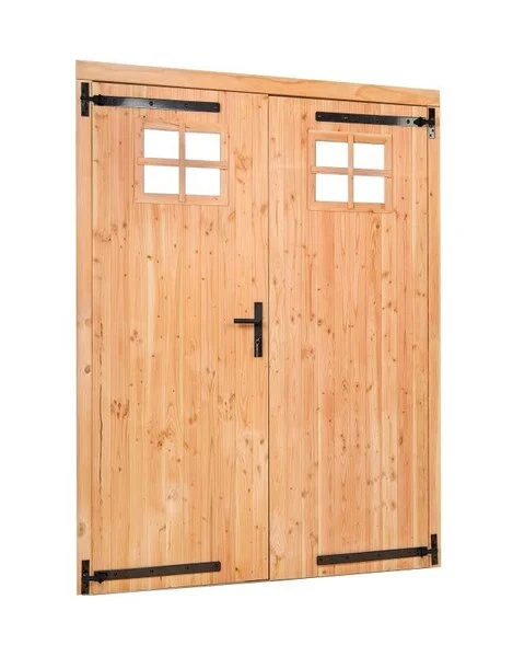 Schuurdeur Douglas dubbele klamp deur (4-ruits)