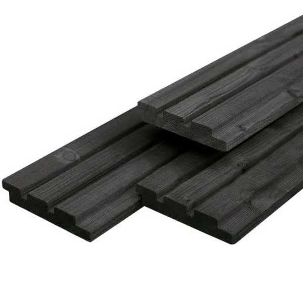 Triple profiel vuren zwart gespoten gevelbekleding 2,2x14 - 13 cm werkende breedte
