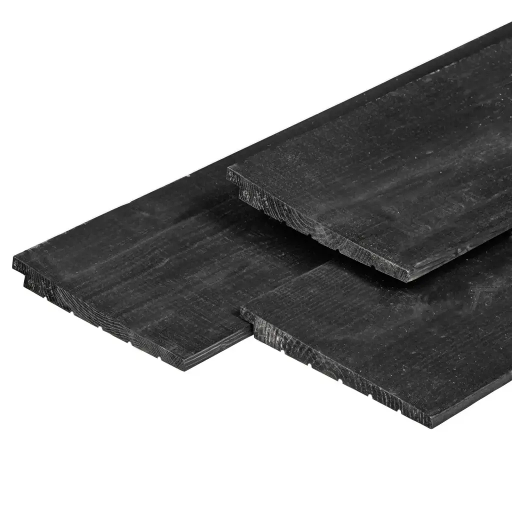 ZWART gespoten Zweedsrabat Douglas 1,1-2,7x19,5 cm (17,5cm werkend)