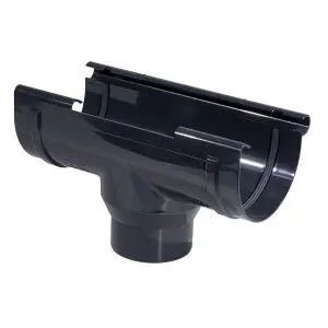 PVC Dakgoot Antraciet 12,5cm (Uitloop plus buiskoppelstuk )