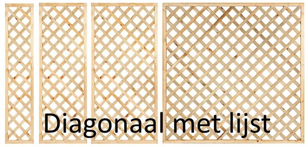 Houten Trellis met lijst Diagonaal lamellen