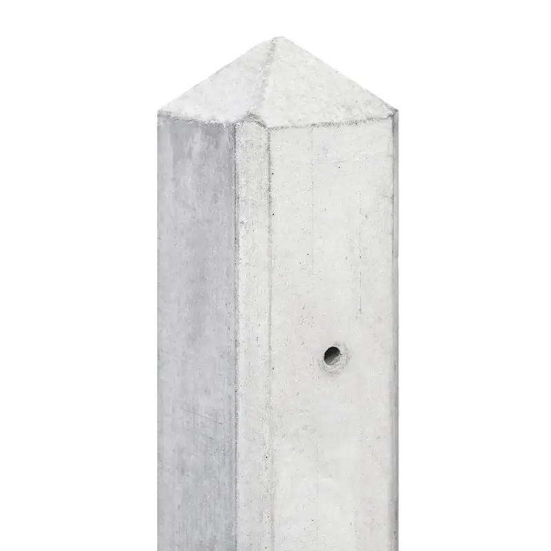 [P003522] Betonpaal IJssel 10x10 220 cm Piramidekop voor scherm 120 cm Wit / Grijs