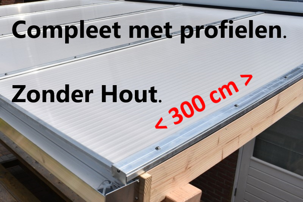 Polycarbonaat complete bovenbouw - Plaat 300 cm (Helder, 2 platen)
