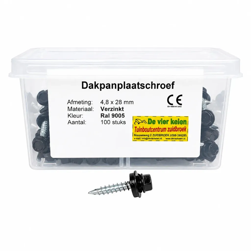 Dakpanplaat schroef per doos (4,8x20, Zwart)