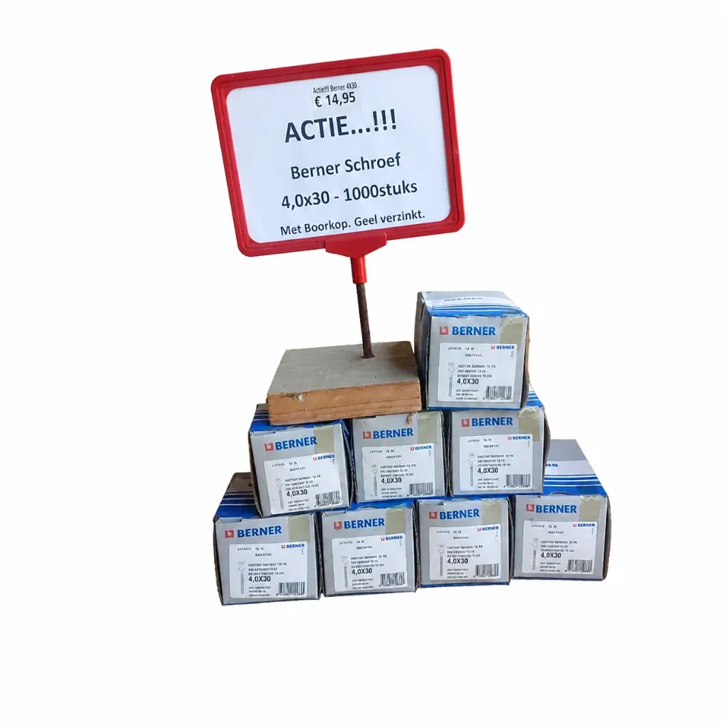 Actie! Boorkop schroeven 4x30 (1000 stuks) Op=Op geelverzinkt