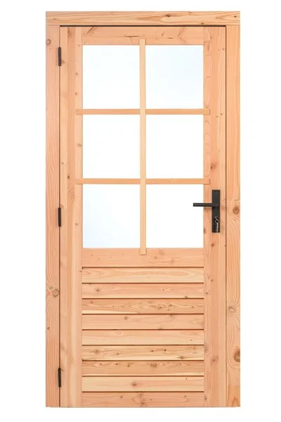 Blokhut deur Douglas enkele glas 6-ruits B1000xH2050mm buitenmaat (Linksdraaiend)