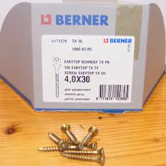 Berner 4x30 BOORKOP (1000 stuks) op=op Geelverzinkt